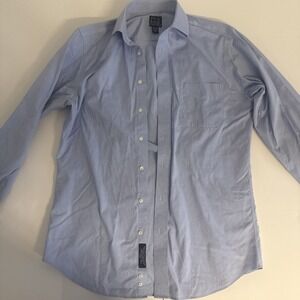 Jos A Bank Dress Shirt Mens 15.5 -34 Blue Button Reserve No Wrinkle Tailored Fit